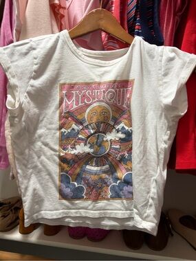 Hollister White 'Natural Mystique' Graphic Crop Tee Small